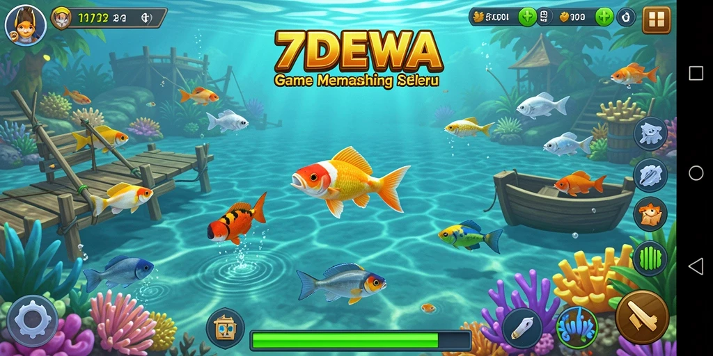 Tampilan gameplay 7DEWA yang menampilkan aksi memancing yang mendebarkan.
