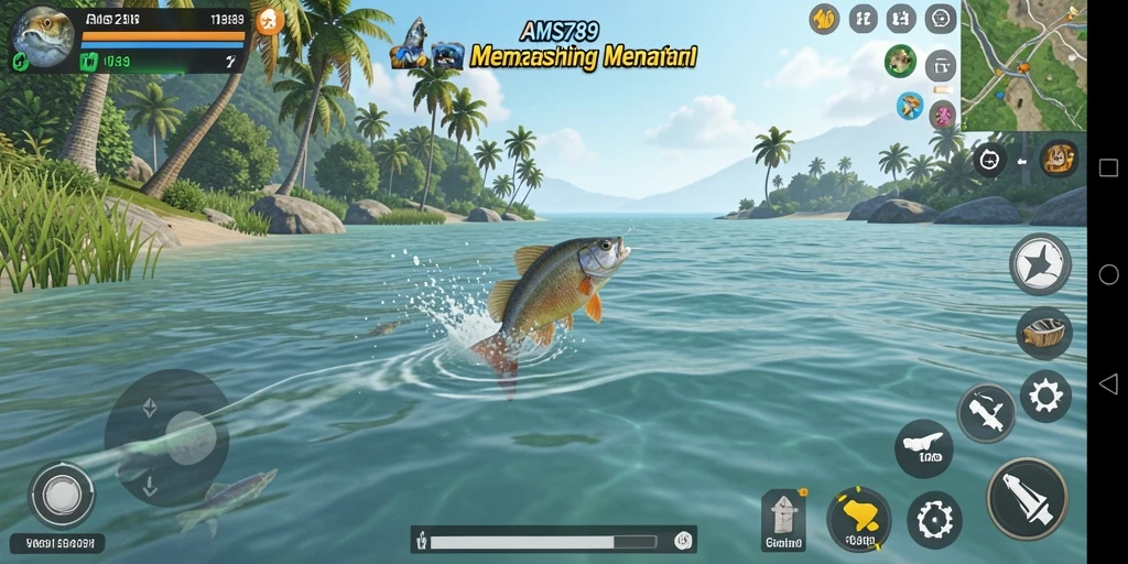 Screenshot utama AMS789 menunjukkan momen menangkap ikan yang mendebarkan.