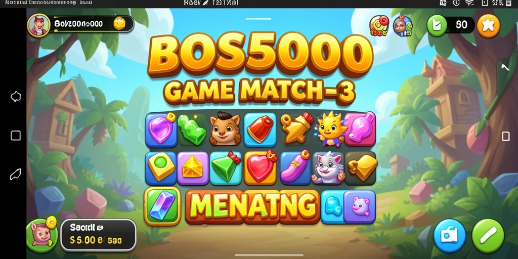 Tampilan gameplay seru dengan berbagai permata berwarna-warni.
