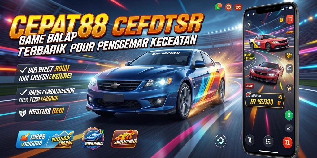 Screenshot utama CEPAT88 menampilkan aksi balapan mendebarkan di lintasan.