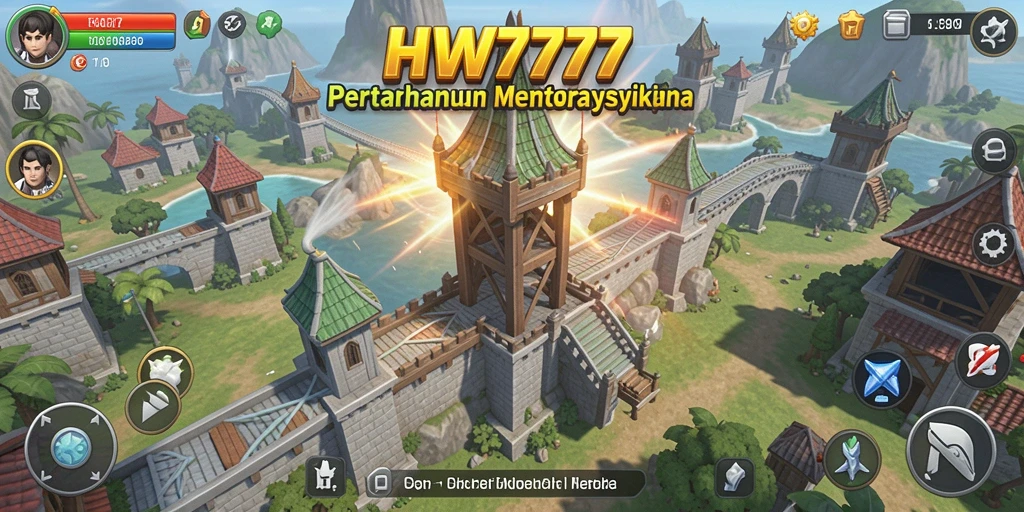Tampilan gameplay menara pertahanan dalam HW777 yang menegangkan.