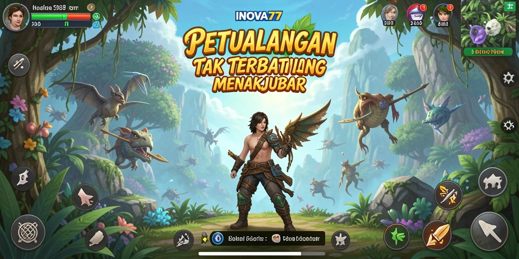 Screenshot gameplay yang menunjukkan aksi seru dan eksplorasi di INOVA77.