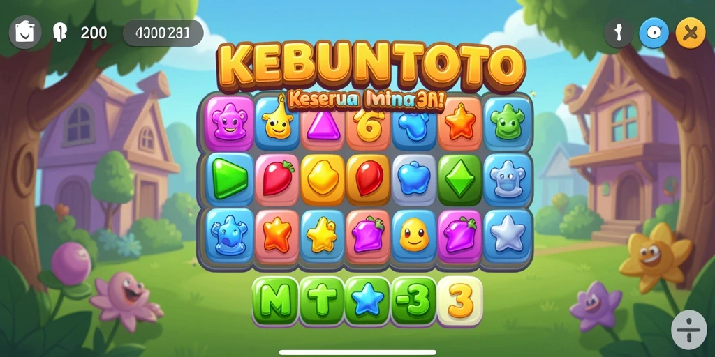 Screenshot gameplay KEBUNTOTO yang menunjukkan aksi mencocokkan antar elemen.
