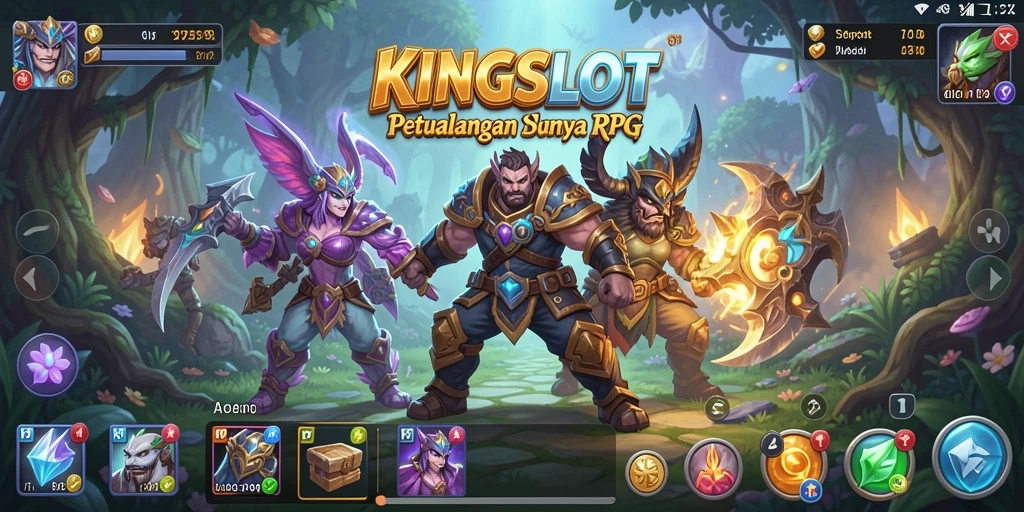 Screenshot KINGSLOT yang menampilkan pertempuran seru dalam dunia RPG.