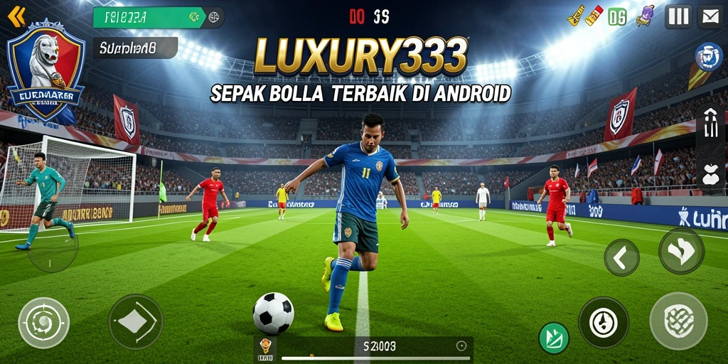Screenshot gameplay LUXURY333 menampilkan aksi pertandingan sepak bola yang seru.