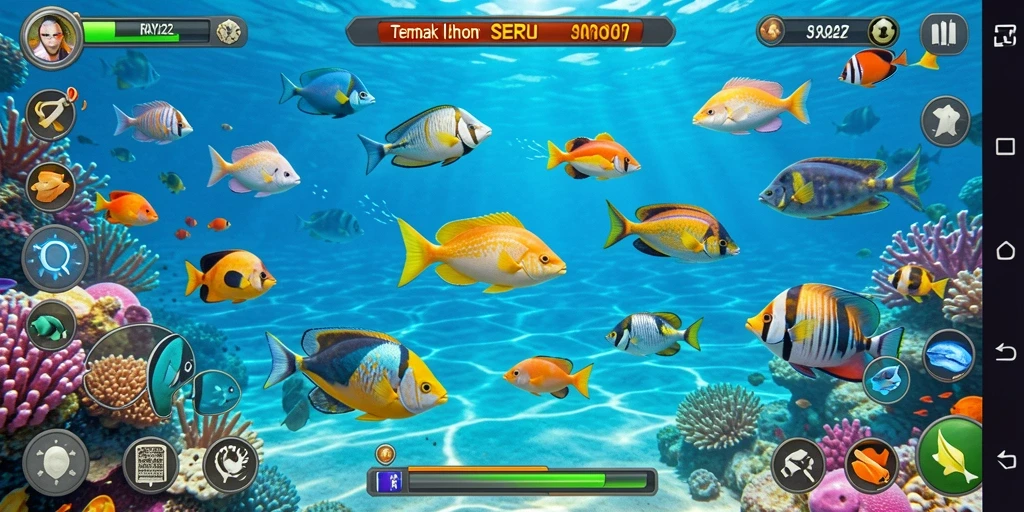 Screenshot gameplay RAYA22 saat menangkap ikan.