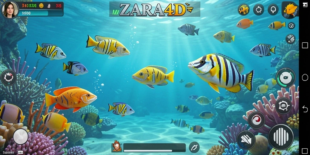 Tampilan gameplay ZARA4D dengan aksi menembak ikan yang seru.
